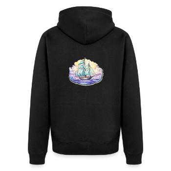 Segelboot - Illustration - Unisex Premium Bio Zip Hoodie - Schwarz - Hinten - Nico (187cm)