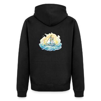 Segelboot - Illustration - Unisex Premium Bio Zip Hoodie - Schwarz - Hinten - Nico (187cm)