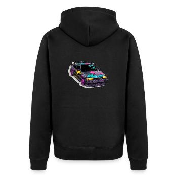 Auto - Illustration - Unisex Premium Bio Zip Hoodie - Schwarz - Hinten - Nico (187cm)