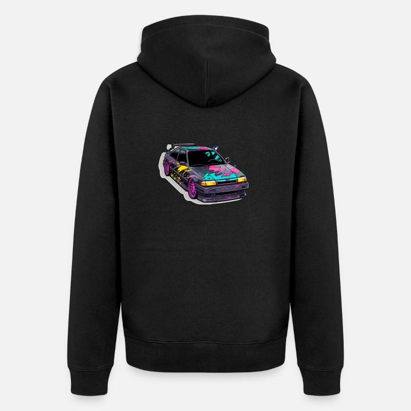 Voiture - Illustration - Veste à capuche bio Premium Unisexe - noir