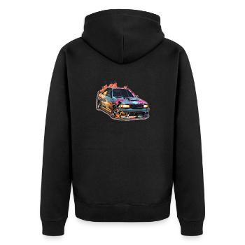 Car - Illustration - Unisex Premium Organic Zip Hoodie - black - Back - Nico (187cm)