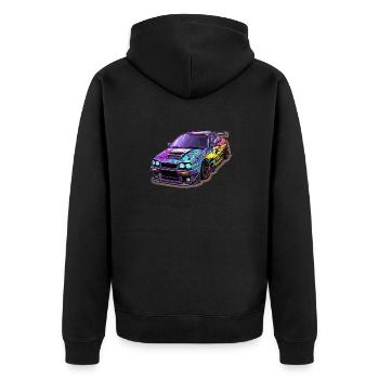 Auto - Illustration - Unisex Premium Bio Zip Hoodie - Schwarz - Hinten - Nico (187cm)