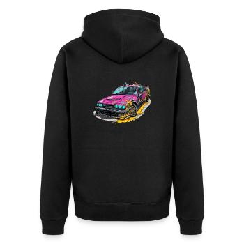Auto - Illustration - Unisex Premium Bio Zip Hoodie - Schwarz - Hinten - Nico (187cm)