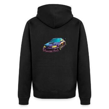 Auto - Illustration - Unisex Premium Bio Zip Hoodie - Schwarz - Hinten - Nico (187cm)