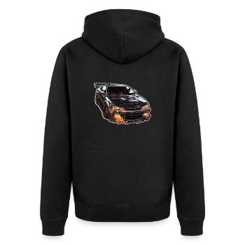 Auto - Illustration - Unisex Premium Bio Zip Hoodie - Schwarz - Hinten - Nico (187cm)