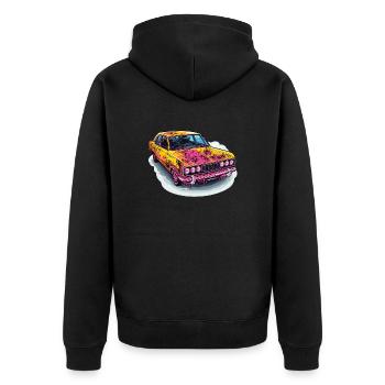 Auto - Illustration - Unisex Premium Bio Zip Hoodie - Schwarz - Hinten - Nico (187cm)