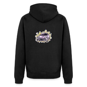 Auto - Illustration - Unisex Premium Bio Zip Hoodie - Schwarz - Hinten - Nico (187cm)