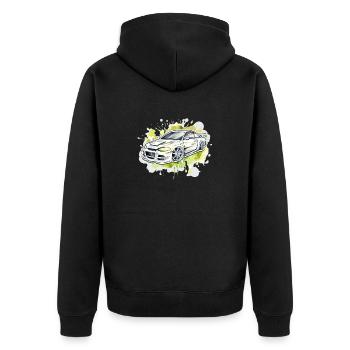 Car - Illustration - Unisex Premium Organic Zip Hoodie - black - Back - Nico (187cm)