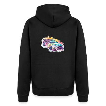 Car - Illustration - Unisex Premium Organic Zip Hoodie - black - Back - Nico (187cm)