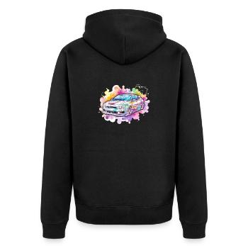 Auto - Illustration - Unisex Premium Bio Zip Hoodie - Schwarz - Hinten - Nico (187cm)