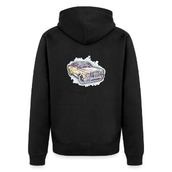 Auto - Illustration - Unisex Premium Bio Zip Hoodie - Schwarz - Hinten - Nico (187cm)