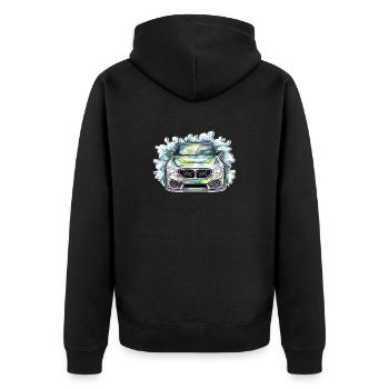 Auto - Illustration - Unisex Premium Bio Zip Hoodie - Schwarz - Hinten - Nico (187cm)