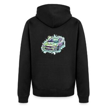 Auto - Illustration - Unisex Premium Bio Zip Hoodie - Schwarz - Hinten - Nico (187cm)