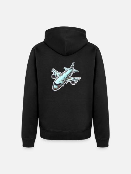 Airplane - illustration - Unisex Premium Organic Zip Hoodie - black