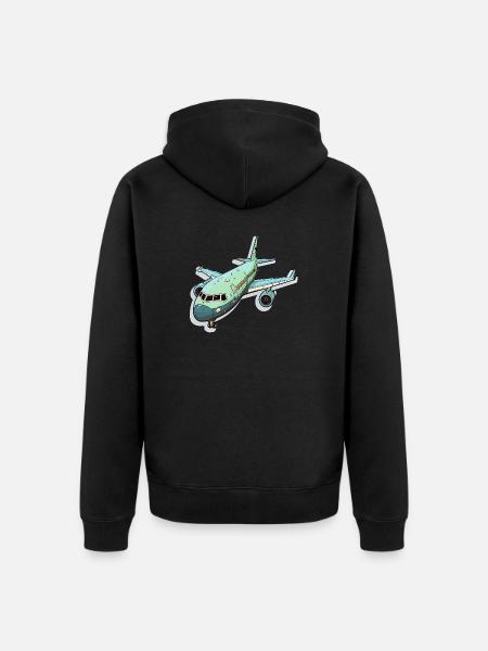 Airplane - illustration - Unisex Premium Organic Zip Hoodie - black