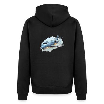 Flugzeug - Illustration - Unisex Premium Bio Zip Hoodie - Schwarz - Hinten - Nico (187cm)