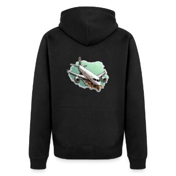 Flugzeug - Illustration - Unisex Premium Bio Zip Hoodie - Schwarz - Hinten - Nico (187cm)