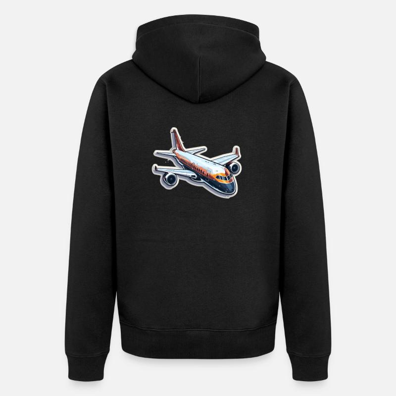 Avion - illustration - Veste à capuche bio Premium Unisexe - noir