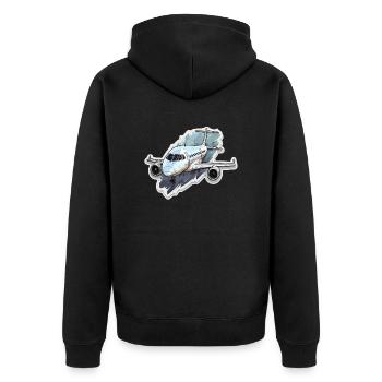 Flugzeug - Illustration - Unisex Premium Bio Zip Hoodie - Schwarz - Hinten - Nico (187cm)