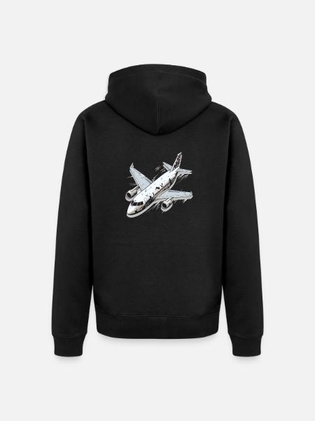 Flugzeug - Illustration - Unisex Premium Bio Zip Hoodie - Schwarz