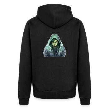 Hacker éthique - Illustration - Veste à capuche bio Premium Unisexe - noir - Dos - Nico (187cm)