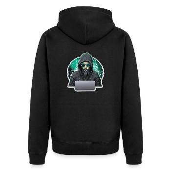 Hacker éthique - Illustration - Veste à capuche bio Premium Unisexe - noir - Dos - Nico (187cm)