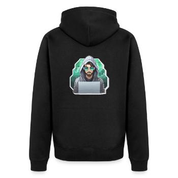 Hacker éthique - Illustration - Veste à capuche bio Premium Unisexe - noir - Dos - Nico (187cm)