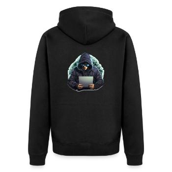Hacker éthique - Illustration - Veste à capuche bio Premium Unisexe - noir - Dos - Nico (187cm)