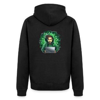 Hacker éthique - Illustration - Veste à capuche bio Premium Unisexe - noir - Dos - Nico (187cm)
