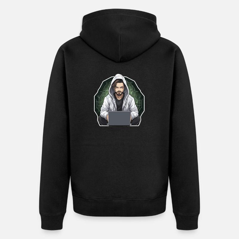 Ethical Hacker - Illustration - Unisex Premium Bio Zip Hoodie - Schwarz