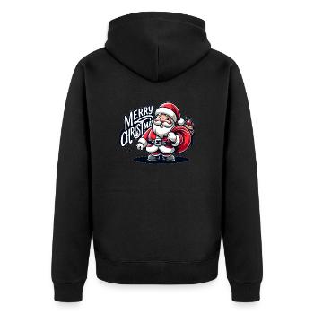 Merry Christmas - Santa Illustration - Unisex Premium Bio Zip Hoodie - Schwarz - Hinten - Nico (187cm)