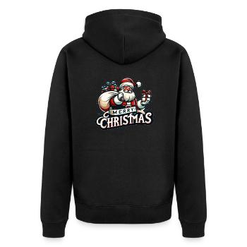Merry Christmas - Santa Illustration - Unisex Premium Bio Zip Hoodie - Schwarz - Hinten - Nico (187cm)