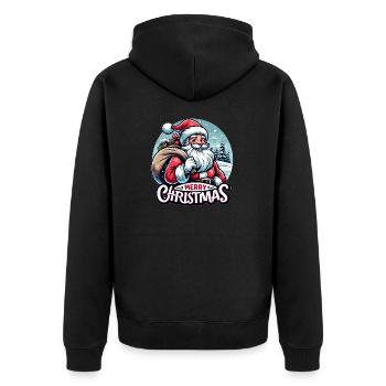Merry Christmas - Santa Illustration - Unisex Premium Bio Zip Hoodie - Schwarz - Hinten - Nico (187cm)