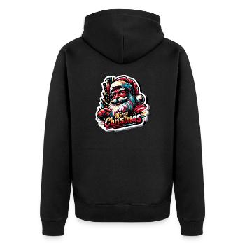 Merry Christmas - Santa Illustration - Unisex Premium Bio Zip Hoodie - Schwarz - Hinten - Nico (187cm)