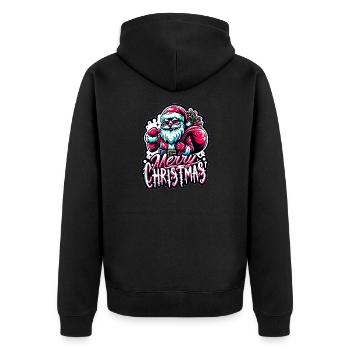 Merry Christmas - Santa Illustration - Unisex Premium Bio Zip Hoodie - Schwarz - Hinten - Nico (187cm)