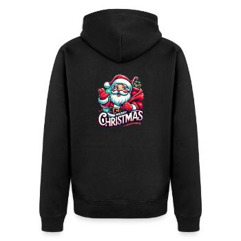 Merry Christmas - Santa Illustration - Unisex Premium Bio Zip Hoodie - Schwarz - Hinten - Nico (187cm)