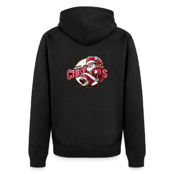 Merry Christmas - Santa Illustration - Unisex Premium Bio Zip Hoodie - Schwarz - Hinten - Nico (187cm)