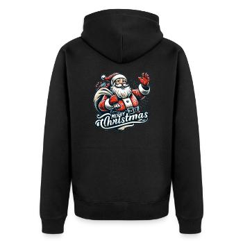 Merry Christmas - Santa Illustration - Unisex Premium Bio Zip Hoodie - Schwarz - Hinten - Nico (187cm)