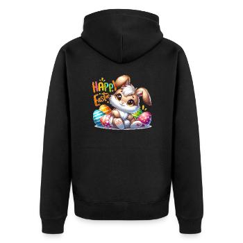Happy Easter - Easter Bunny Illustration - Unisex Premium Organic Zip Hoodie - black - Back - Nico (187cm)