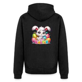 Happy Easter - Easter Bunny Illustration - Unisex Premium Organic Zip Hoodie - black - Back - Nico (187cm)