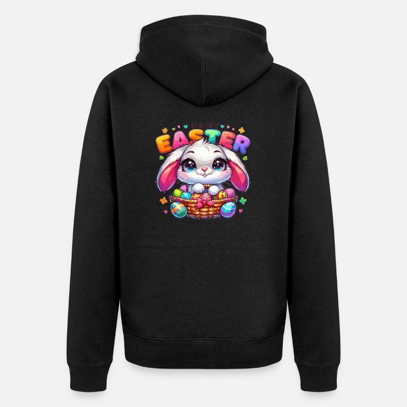 Happy Easter - Easter Bunny Illustration - Unisex Premium Bio Zip Hoodie - Schwarz