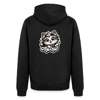 Meow - Katze Illustration - Unisex Premium Bio Zip Hoodie - Schwarz - Hinten - Nico (187cm)