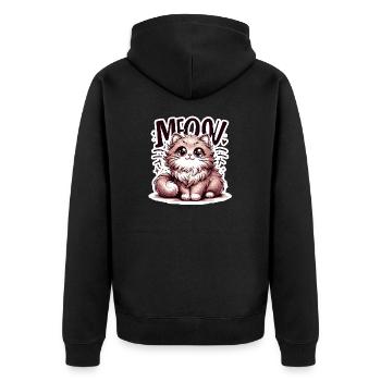 Meow - Cat Illustration - Unisex Premium Organic Zip Hoodie - black - Back - Nico (187cm)