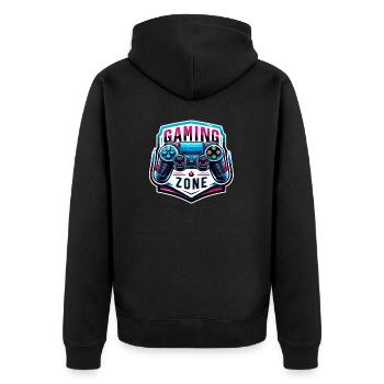 Gaming Zone - Controller Illustration - Unisex Premium Bio Zip Hoodie - Schwarz - Hinten - Nico (187cm)