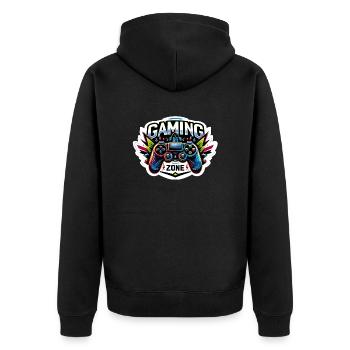 Gaming Zone - Controller Illustration - Unisex Premium Bio Zip Hoodie - Schwarz - Hinten - Nico (187cm)