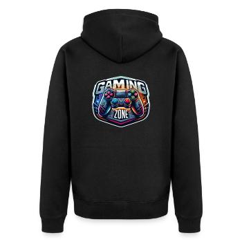 Gaming Zone - Controller Illustration - Unisex Premium Bio Zip Hoodie - Schwarz - Hinten - Nico (187cm)