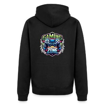 Gaming Zone - Controller Illustration - Unisex Premium Bio Zip Hoodie - Schwarz - Hinten - Nico (187cm)