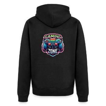 Gaming Zone - Controller Illustration - Unisex Premium Bio Zip Hoodie - Schwarz - Hinten - Nico (187cm)