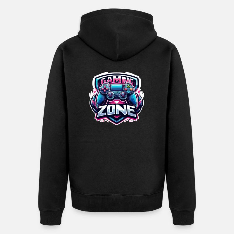 Gaming Zone - Controller Illustration - Unisex Premium Bio Zip Hoodie - Schwarz
