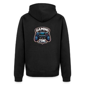 Gaming Zone - Controller Illustration - Unisex Premium Bio Zip Hoodie - Schwarz - Hinten - Nico (187cm)